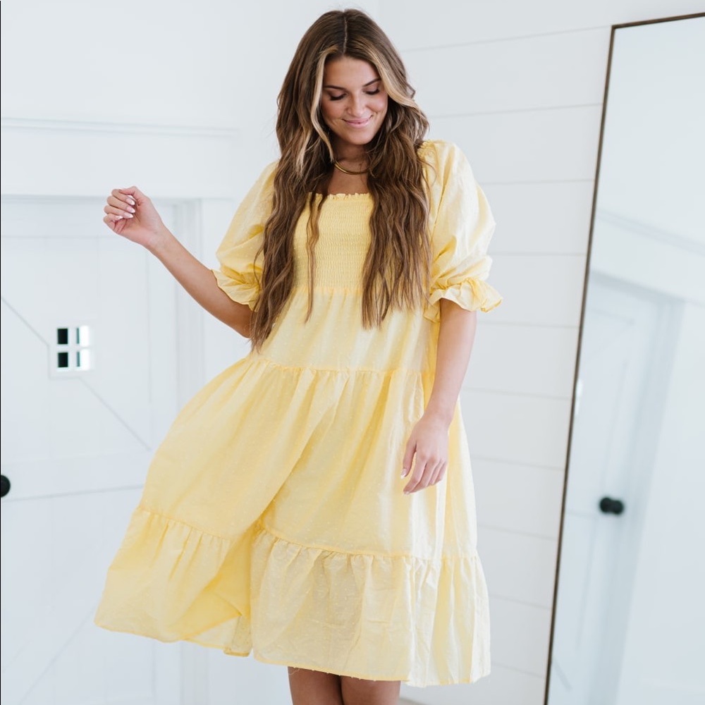 BiBi Simple Magic Smocked Midi Dress